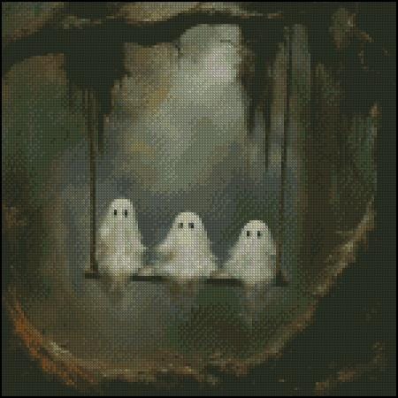 Ghost Cross Stitch Pattern PDF, Spooky Ghost Embroidery Design, Halloween Cross Stitch Pattern, Gothic Halloween Decor, Instant Download pdf - NuttyHappyHobby