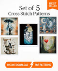 Ghost Cross Stitch Pattern Set of 5, Halloween Cute Ghost PDF, Gothic Spooky Bundle, Easy Modern Embroidery, Instant Download Decor - NuttyHappyHobby