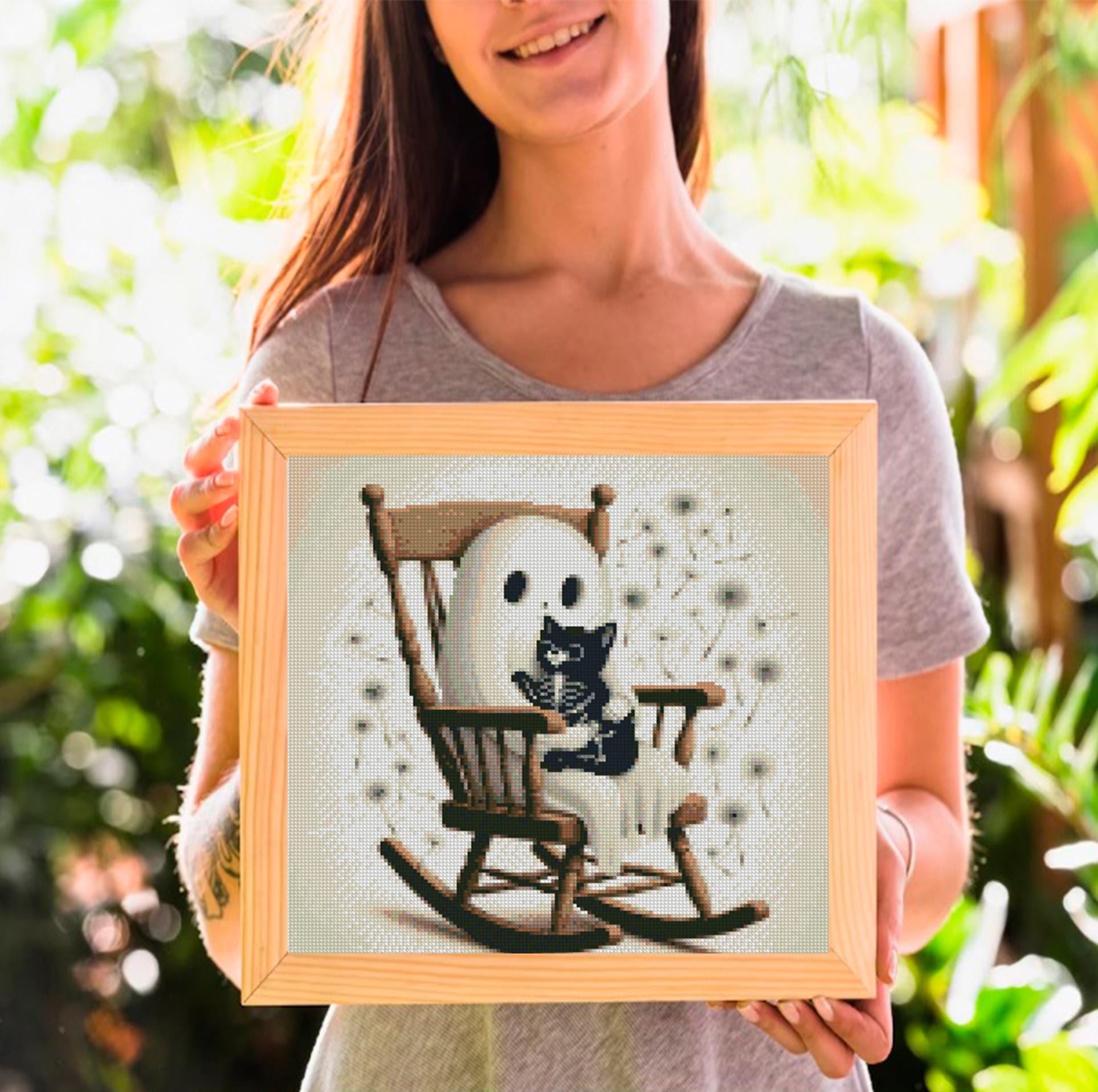 Ghost Cross Stitch Pattern Set of 5, Halloween Cute Ghost PDF, Gothic Spooky Bundle, Easy Modern Embroidery, Instant Download Decor - NuttyHappyHobby