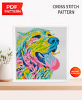Golden Retriever Cross Stitch Pattern PDF, Colorful Golden Retriever Dog Portrait Embroidery Design, Modern Dog Needlework Chart, Dog Lover - NuttyHappyHobby