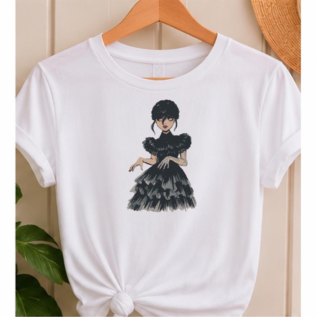 Gothic Girl Machine Embroidery Design, Dark Dance Black Dress, Spooky Goth Aesthetic PES DST JEF Embroidery File, Instant Download - NuttyHappyHobby