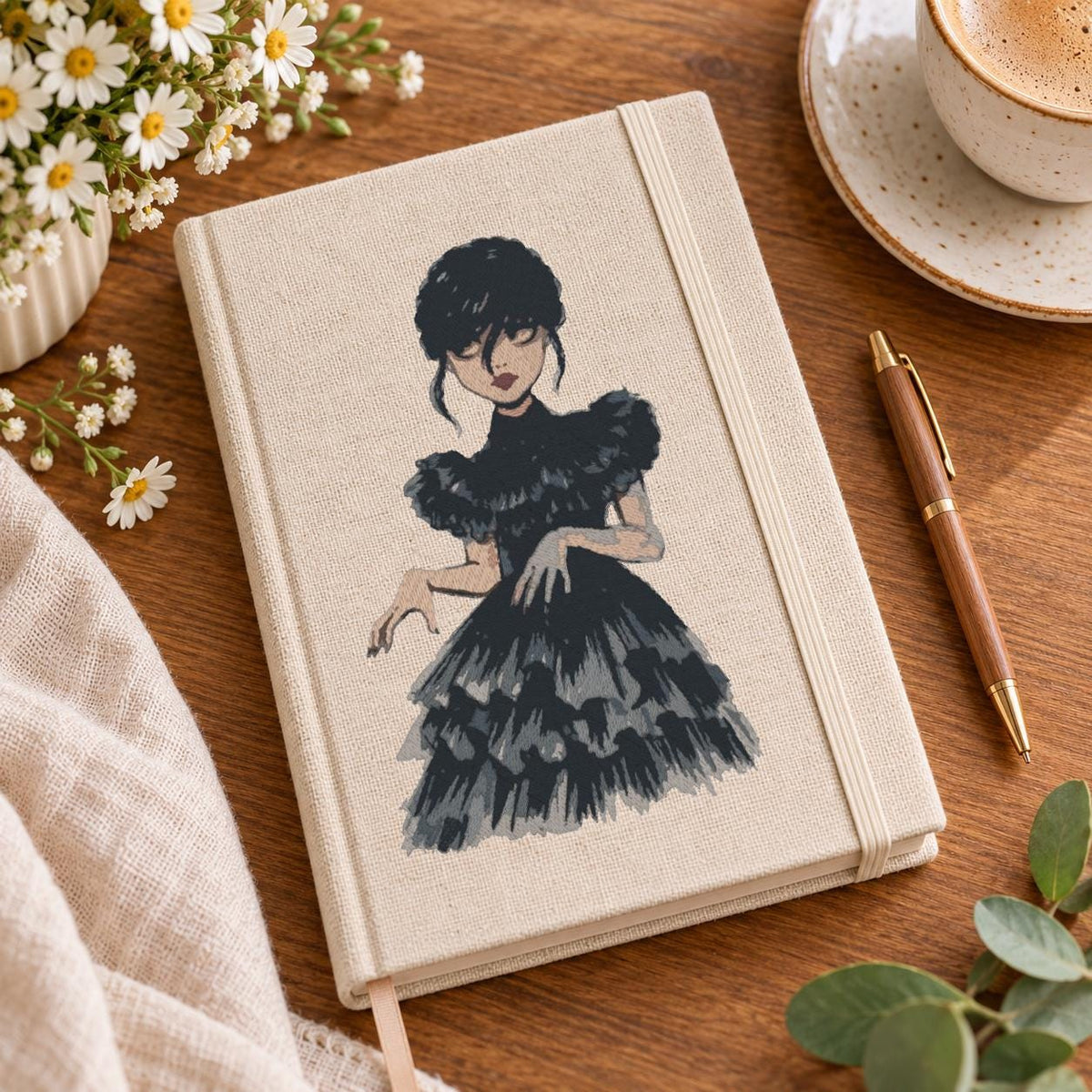 Gothic Girl Machine Embroidery Design, Dark Dance Black Dress, Spooky Goth Aesthetic PES DST JEF Embroidery File, Instant Download - NuttyHappyHobby