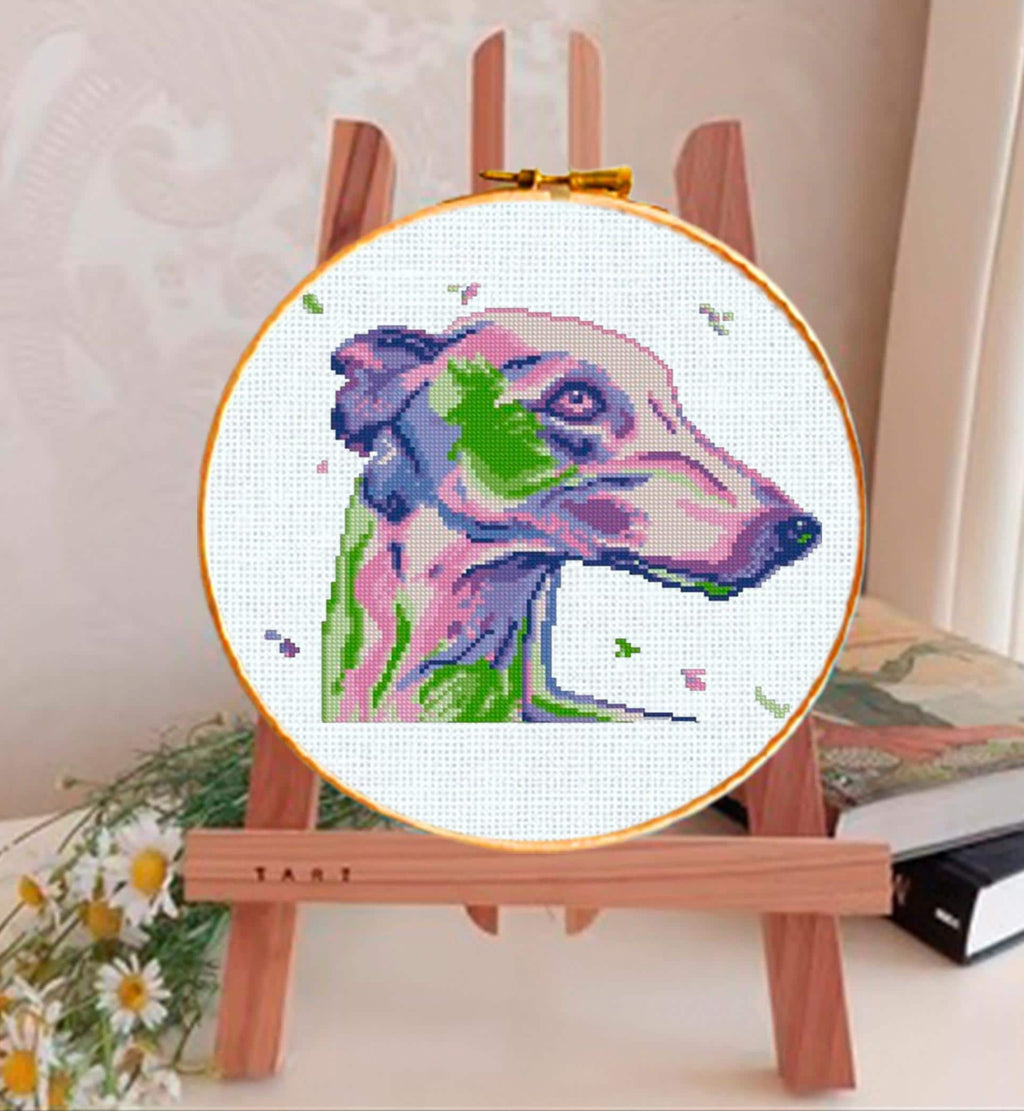 Greyhound Cross Stitch Pattern PDF, Greyhound Dog Embroidery Design, Dog Breed Cross Stitch Chart, Dog Lover Gift Pattern, install download - NuttyHappyHobby
