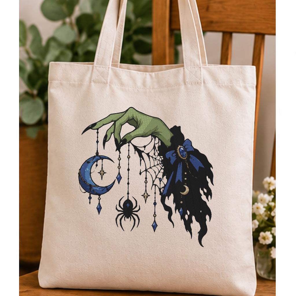 Halloween Witch Hand Machine Embroidery Design, Blue Crescent Moon Spider Web, Gothic Witch Embroidery PES DST JEF, Instant Download - NuttyHappyHobby