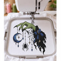 Halloween Witch Hand Machine Embroidery Design, Blue Crescent Moon Spider Web, Gothic Witch Embroidery PES DST JEF, Instant Download - NuttyHappyHobby