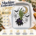 Halloween Witch Hand Machine Embroidery Design, Crescent Moon Bats Spider Web, Gothic Witch Embroidery File, PES DST JEF, Digital Download - NuttyHappyHobby