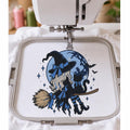 Halloween Witch on Broom Machine Embroidery Design, Black Cat Blue Moon Witch Embroidery File, PES DST JEF, Instant Download - NuttyHappyHobby