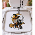 Halloween Witch on Broom Machine Embroidery Design, Black Cat Crescent Moon, Gothic Witch PES DST JEF Embroidery File, Instant Download - NuttyHappyHobby