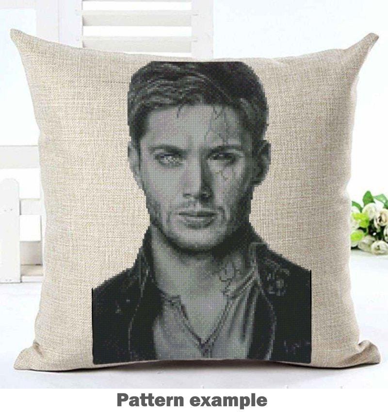 Handsome Hollywood Actor Portrait Cross Stitch Pattern PDF, Realistic Male Celebrity Inspired Embroidery Design, Black White Cinematic Wall - NuttyHappyHobby
