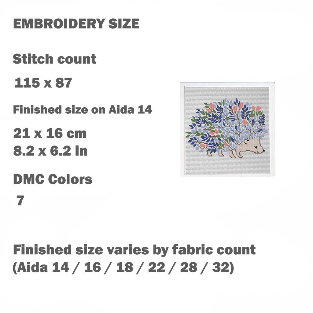 Hedgehog Cross Stitch Pattern PDF Floral Animal Embroidery Cute Woodland Nature Modern Decor Instant Download Gift Idea - NuttyHappyHobby