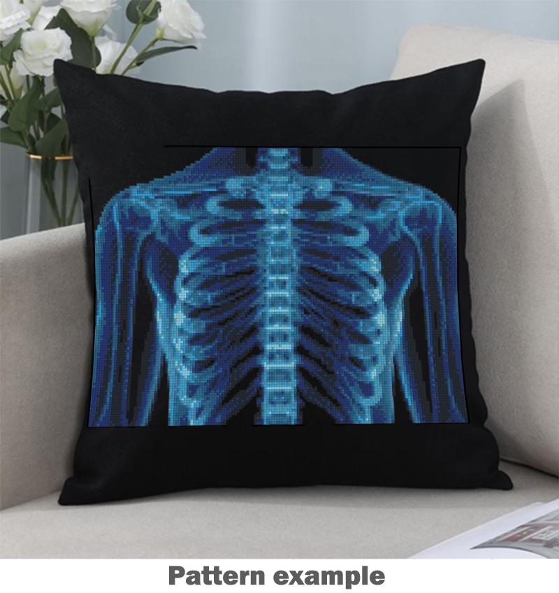 Human Anatomy X Ray Cross Stitch Bundle PDF, Skull Brain Heart Hand Rib Cage Embroidery Patterns, Medical Wall Art Set, Pattern Keeper - NuttyHappyHobby