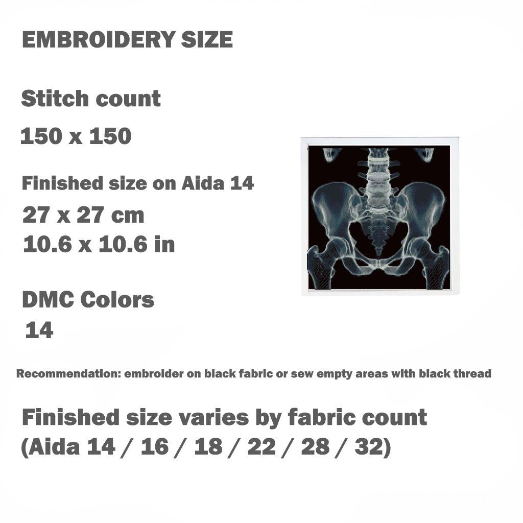 Human Anatomy X Ray Cross Stitch Bundle PDF, Skull Brain Heart Hand Rib Cage Embroidery Patterns, Medical Wall Art Set, Pattern Keeper - NuttyHappyHobby