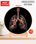 Human Lungs Cross Stitch Pattern PDF, Respiratory System Anatomy Embroidery Design, Medical Student Science Wall Art Instant Download - NuttyHappyHobby