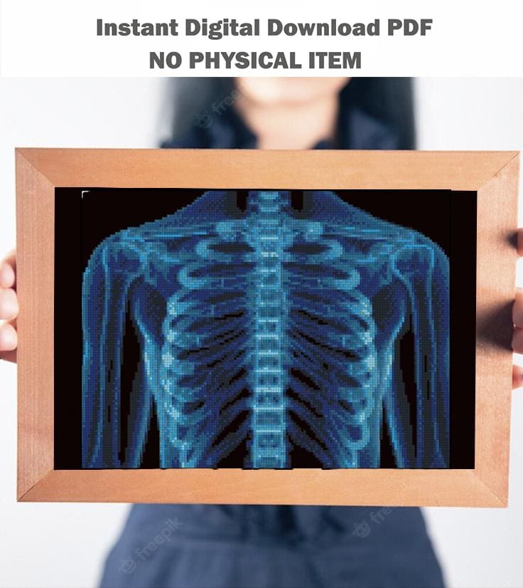 Cross Rib Pattern Human Rib Cage X Ray Cross Stitch Pattern PDF, Chest Anatomy Embroider ...