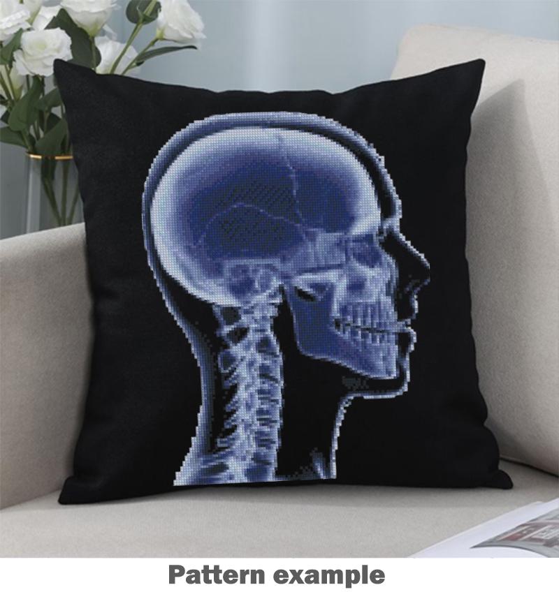 Human Skull X Ray Cross Stitch Pattern PDF, Anatomy Head Profile Embroidery Design, Medical Gothic Wall Art Download - NuttyHappyHobby