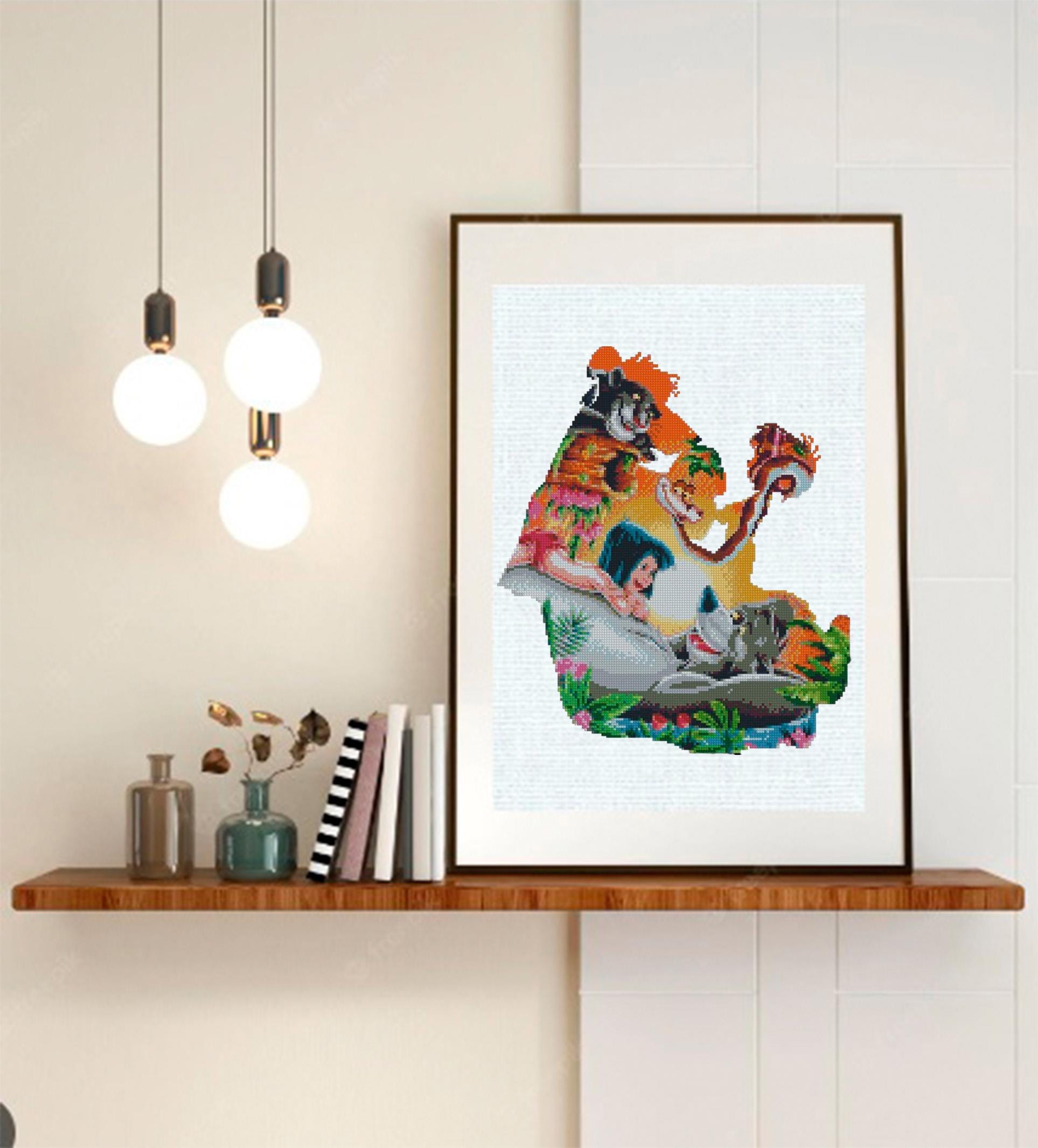 Jungle Book Cross Stitch Pattern PDF, Mowgli Cartoon Embroidery Design, Jungle Animal Needlework Pattern, Disney Inspired Cross Stitch - NuttyHappyHobby