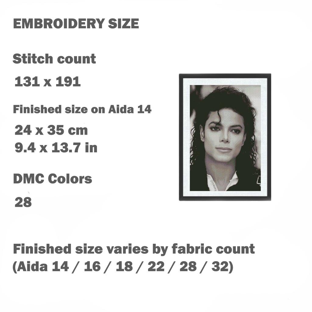 Legendary Pop Star Portrait Cross Stitch Pattern PDF, Iconic Music King Inspired Embroidery Design, Realistic Celebrity Style Wall Art - NuttyHappyHobby