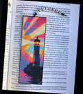 Lighthouse Northern Lights Cross Stitch Pattern PDF, Aurora Borealis Landscape Embroidery Design, Bookmark Cross Stitch Digital Download - NuttyHappyHobby