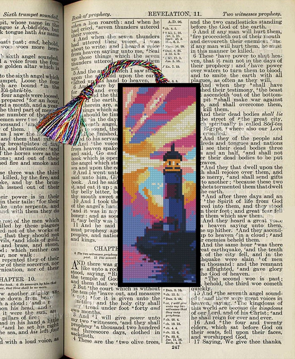Lighthouse Northern Lights Cross Stitch Pattern PDF, Aurora Borealis Landscape Embroidery Design, Bookmark Cross Stitch Digital Download - NuttyHappyHobby