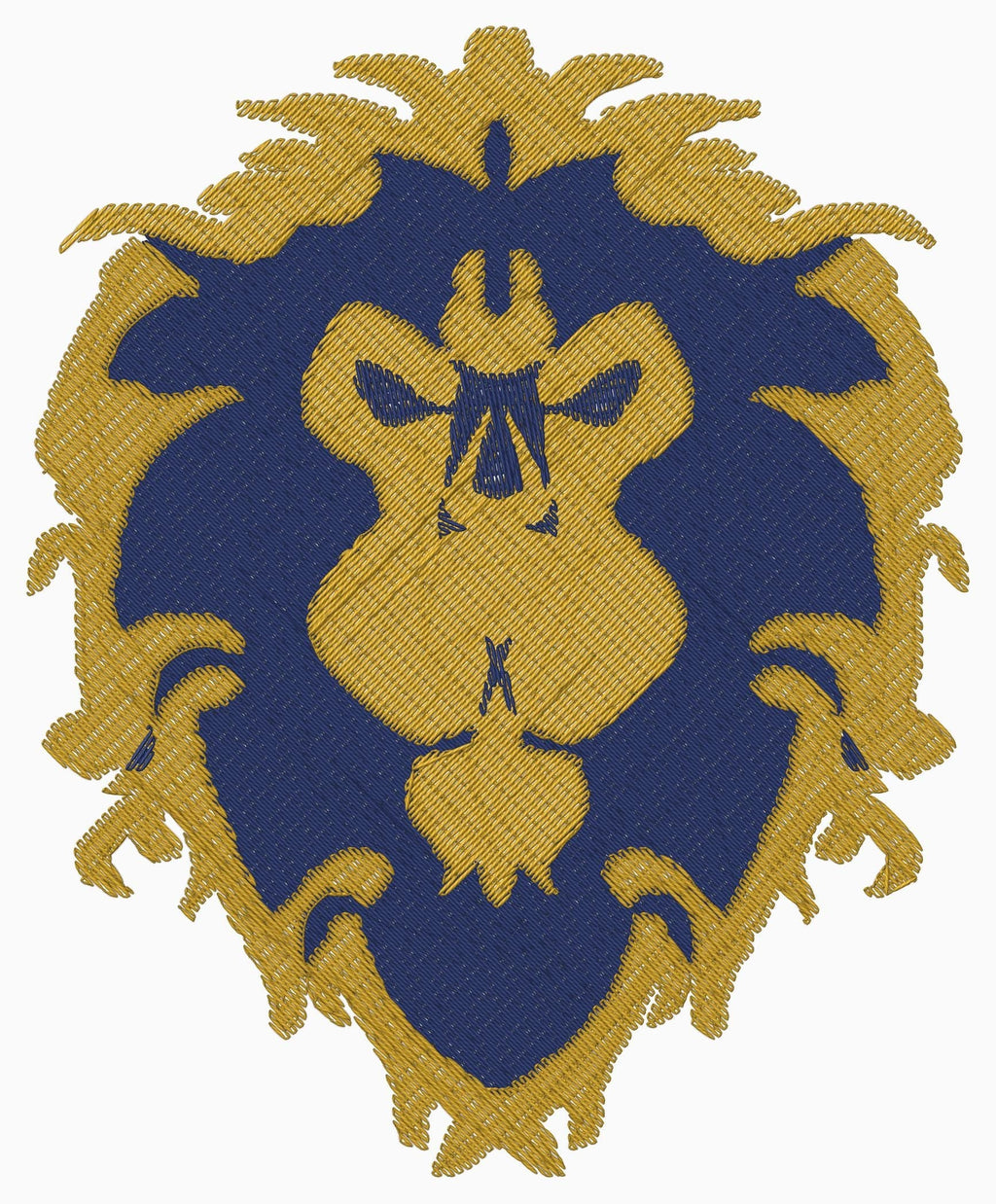Lion Head Machine Embroidery Design, Blue and Gold Heraldic Lion Crest, Digital Embroidery File, 8 Machine Formats - NuttyHappyHobby