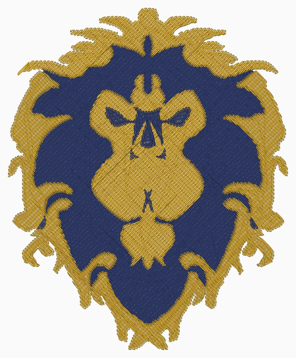 Lion Head Machine Embroidery Design, Blue and Gold Heraldic Lion Crest, Digital Embroidery File, 8 Machine Formats - NuttyHappyHobby