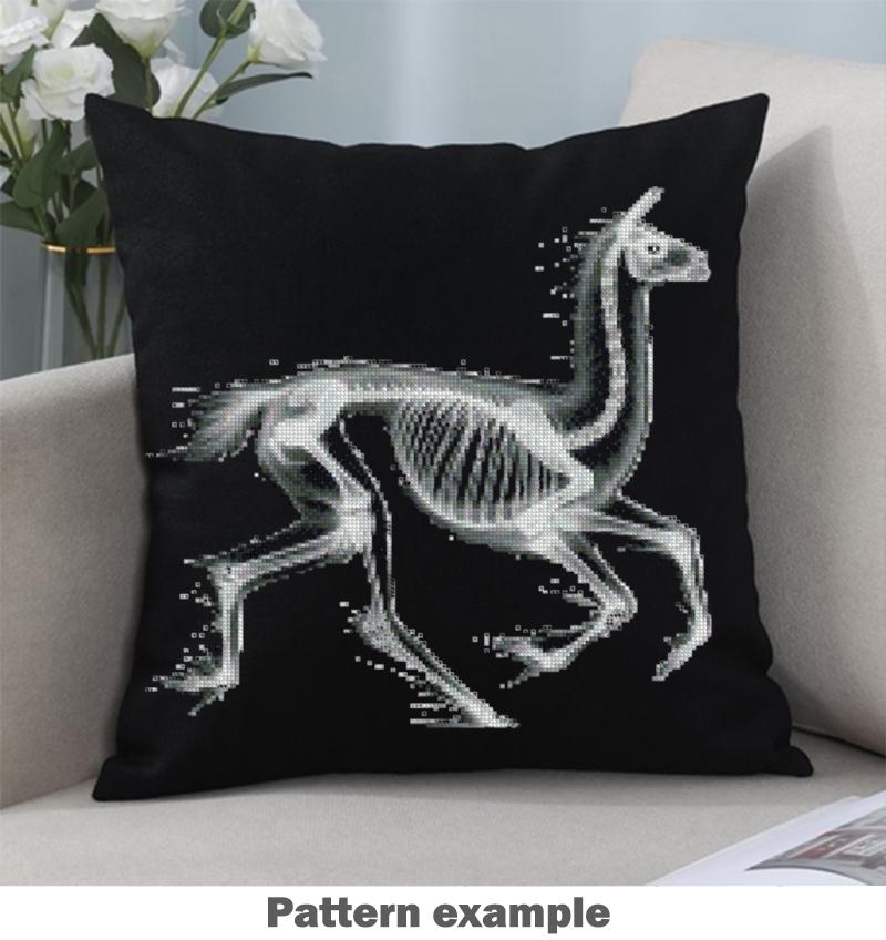 Llama Skeleton Cross Stitch Pattern PDF, X Ray Animal Anatomy Embroidery Design, Gothic Veterinary Wall Art Download - NuttyHappyHobby