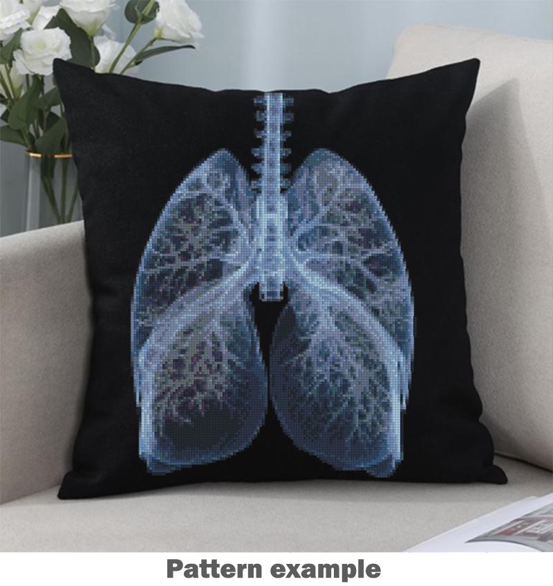 Lungs Cross Stitch Pattern PDF, Human Anatomy Embroidery, Medical Cross Stitch Pattern, Gothic Anatomy Art, Dark Academia Decor Download - NuttyHappyHobby