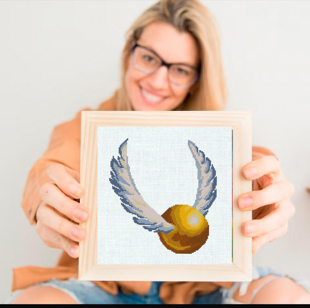 Magic Flying Ball Cross Stitch Pattern PDF, Fantasy Wizard Sport Ball Embroidery Design, Magical Wings Needlepoint Chart, download - NuttyHappyHobby