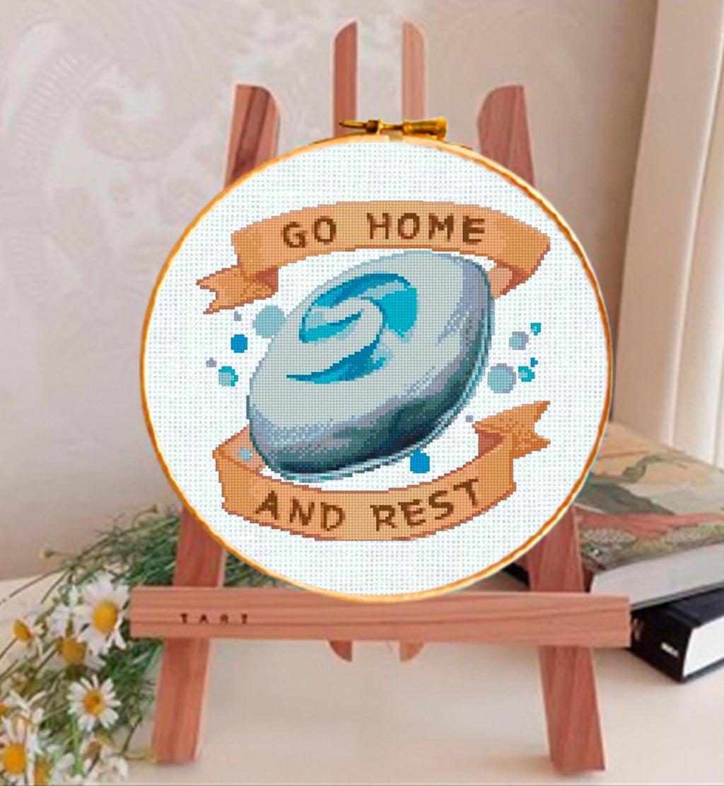 Magic Hearth Stone Cross Stitch Pattern PDF, Fantasy Game Inspired Embroidery Design, Gamer Needlepoint Chart, Geek Decor, download pdf - NuttyHappyHobby