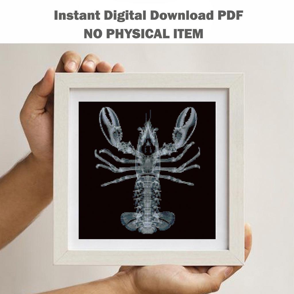 Marine Animal X Ray Cross Stitch Pattern Set PDF, Lobster Dolphin Whale Skeleton Anatomy Embroidery Design, Ocean Science Wall Art Bundle - NuttyHappyHobby