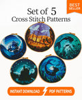 Mermaid Cross Stitch Pattern Set PDF, Ocean Fantasy Cross Stitch Bundle, Mermaid and Sea Life Embroidery Designs, Cross Stitch Download pdf - NuttyHappyHobby