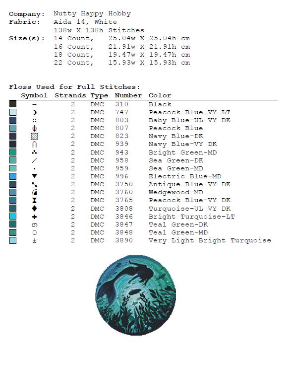 Mermaid Cross Stitch Pattern Set PDF, Ocean Mermaid Embroidery Designs Bundle, Underwater Fantasy Cross Stitch, Mermaid Silhouette Patterns - NuttyHappyHobby