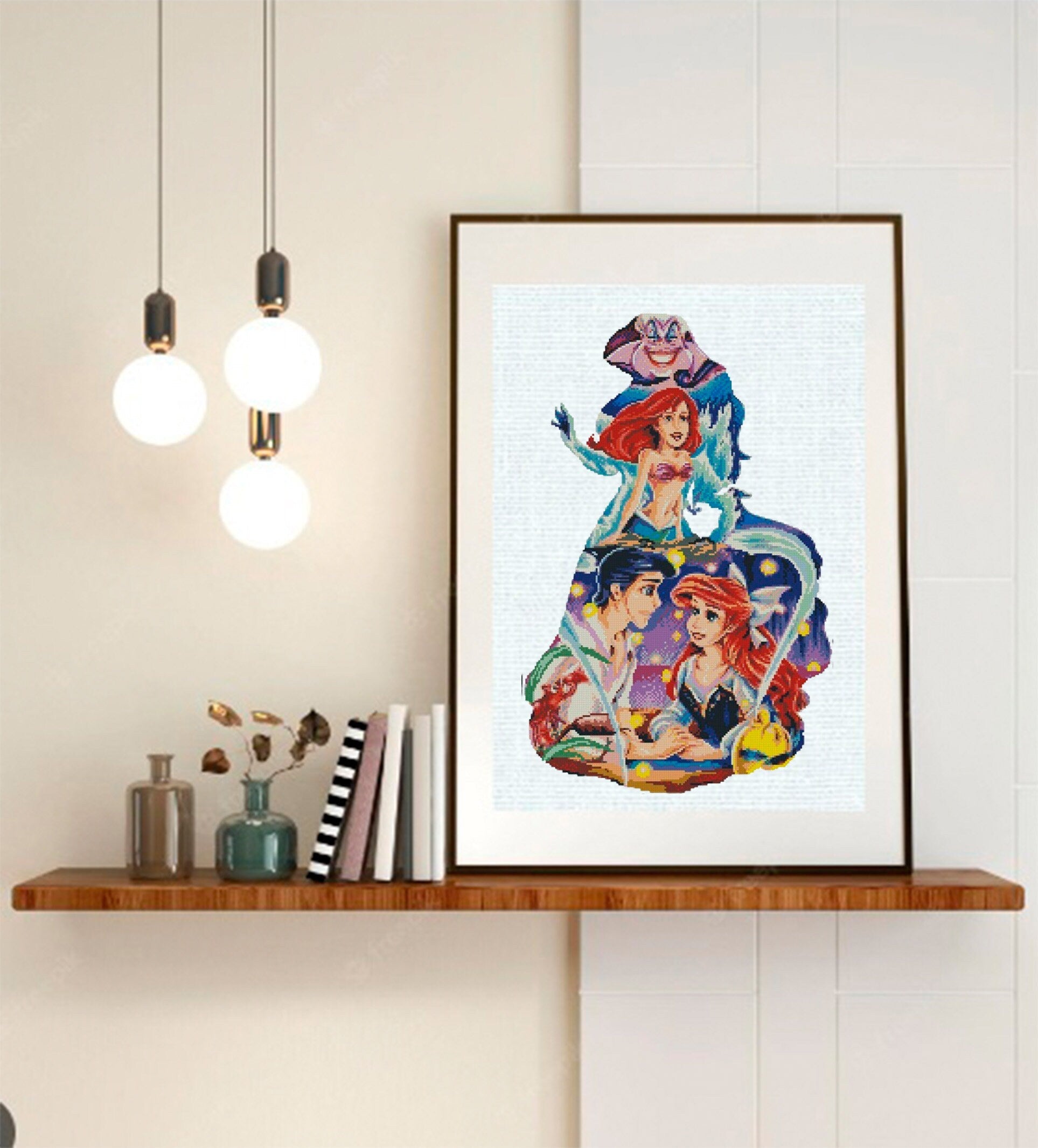 Mermaid Princess Cross Stitch Pattern PDF, Ocean Princess Embroidery Design, Fantasy Sea Princess Needlepoint Chart, 90s cartoons, download - NuttyHappyHobby
