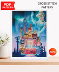 Midnight Castle Princess Cross Stitch Pattern PDF, Fairytale Glass Slipper Princess Embroidery Design, Fantasy Storybook Needlework, 90s - NuttyHappyHobby