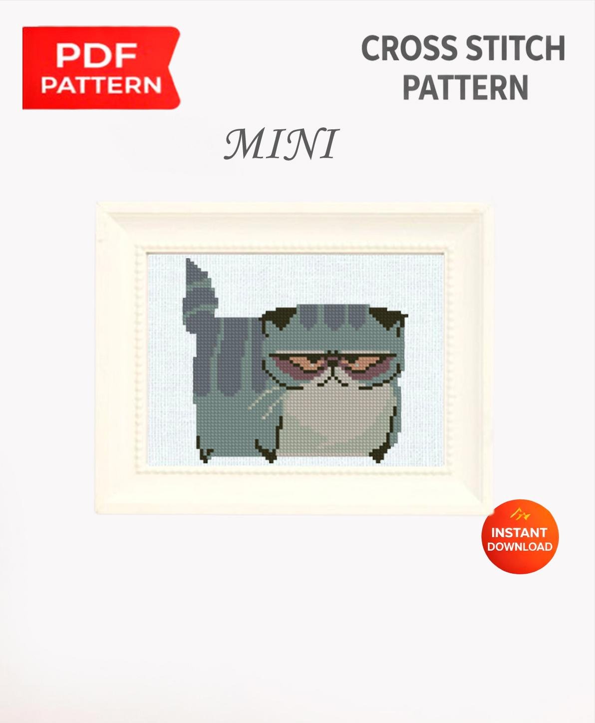 Mini Cat Cross Stitch Pattern PDF, Cute Small Cat Embroidery Design, Beginner Cross Stitch Chart, Animal Needlework Pattern, Pet patterns - NuttyHappyHobby