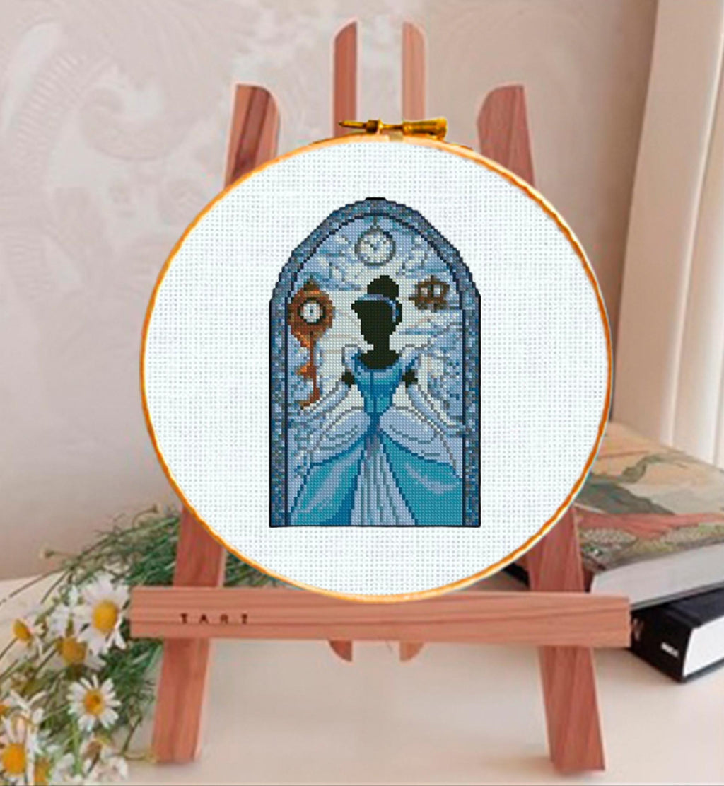 Mini Cinderella Castle Cross Stitch Pattern PDF, Princess Castle Window Embroidery Design, Fairy Tale Princess Silhouette Needlework, 90s - NuttyHappyHobby