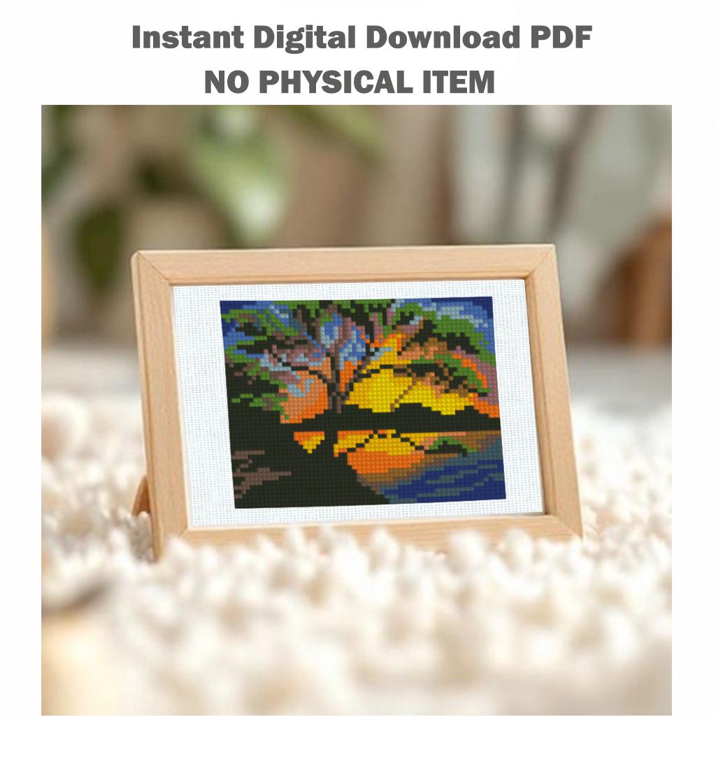 Mini Landscape Cross Stitch Bundle PDF, Small Nature Embroidery Patterns, Mountain Forest Counted Cross Stitch Set Designs Digital Download - NuttyHappyHobby