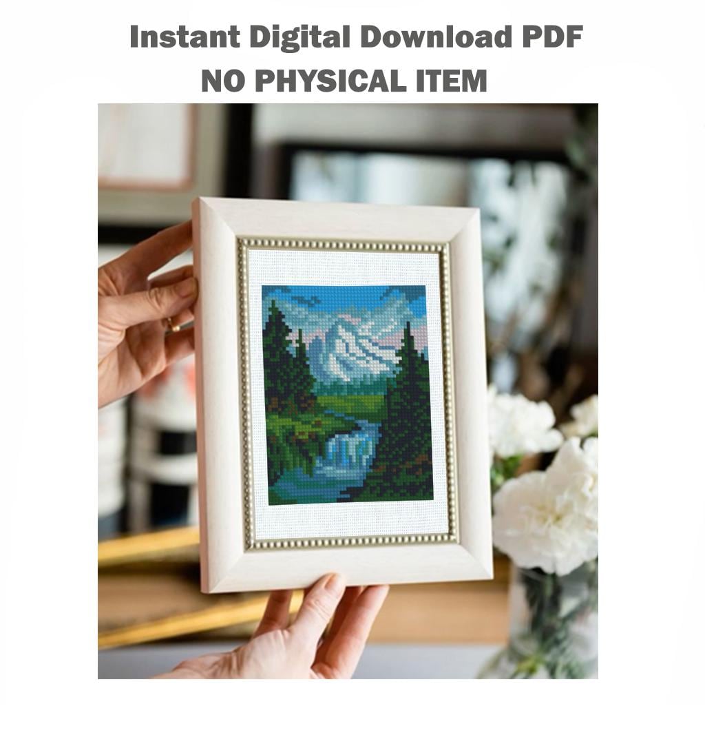 Mini Landscape Cross Stitch Patterns PDF Bundle, Mountain Nature Embroidery Set, Small Counted Cross Stitch Charts Designs Digital Download - NuttyHappyHobby