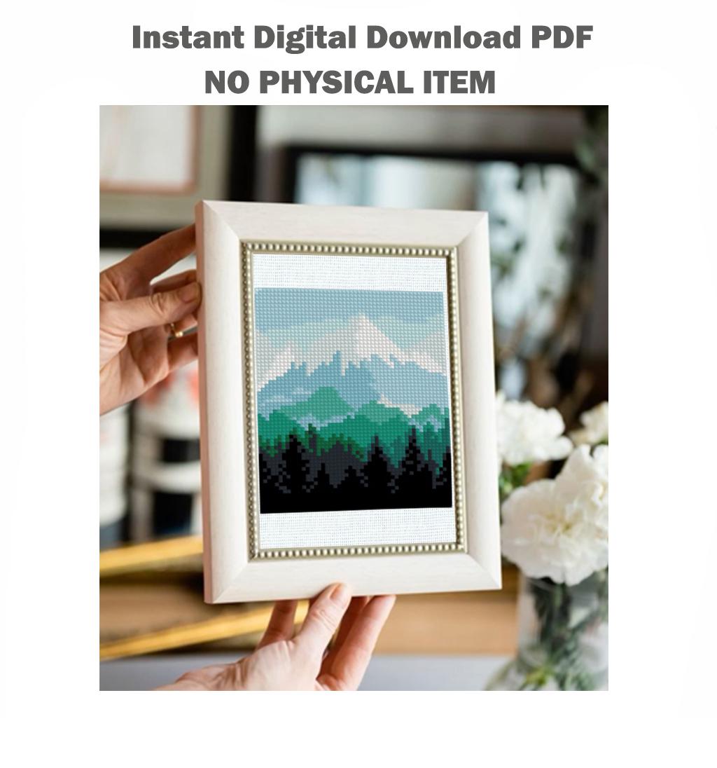 Mini Landscape Cross Stitch Patterns PDF Bundle, Mountain Nature Embroidery Set, Small Counted Cross Stitch Charts Designs Digital Download - NuttyHappyHobby