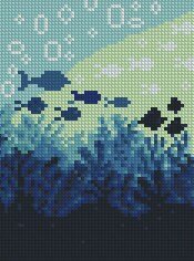 Mini Ocean Cross Stitch Pattern PDF, Underwater Fish Embroidery Design, Sea Life Mini Cross Stitch Landscape Digital Download pdf - NuttyHappyHobby