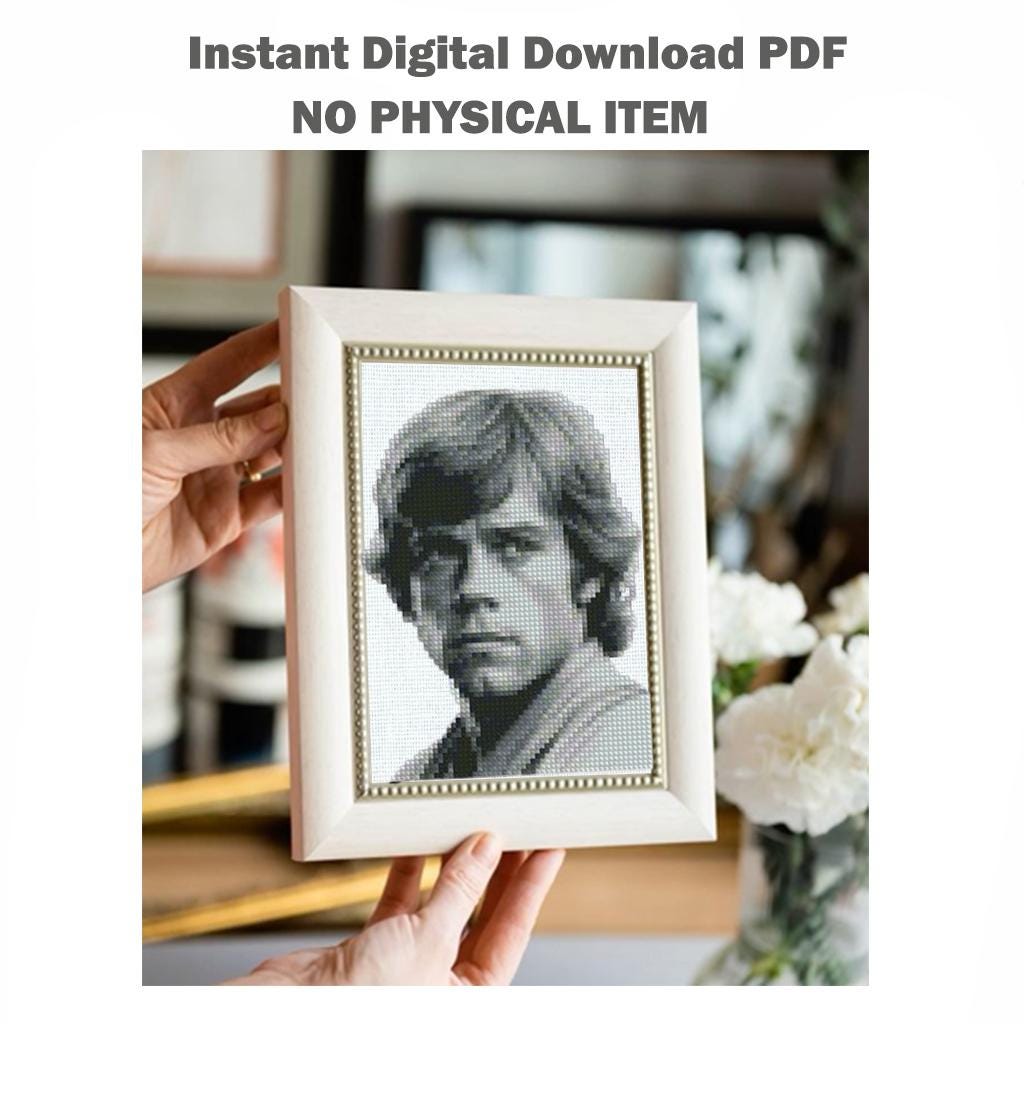 Mini Sci-Fi Hero Portrait Cross Stitch Pattern PDF, Iconic Space Movie Inspired Embroidery Design, Classic Retro Cinema Wall Art, download - NuttyHappyHobby
