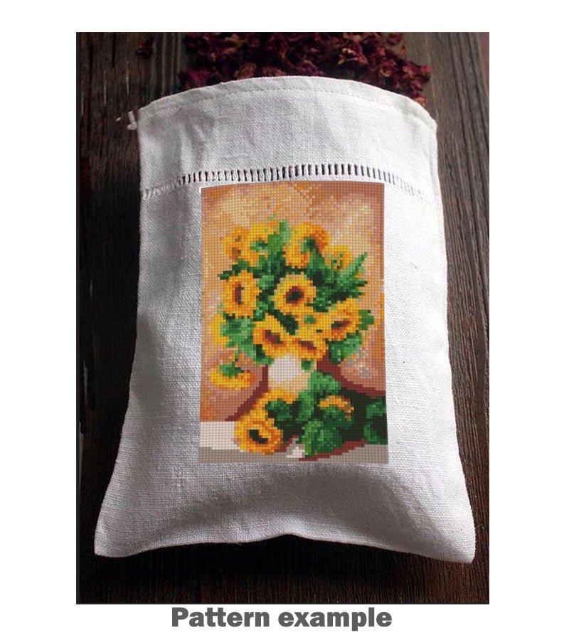 Mini Sunflower Cross Stitch Pattern PDF, Floral Embroidery Design, Small Flower Cross Stitch Chart, Modern Botanical Needlepoint, Instant Download - NuttyHappyHobby
