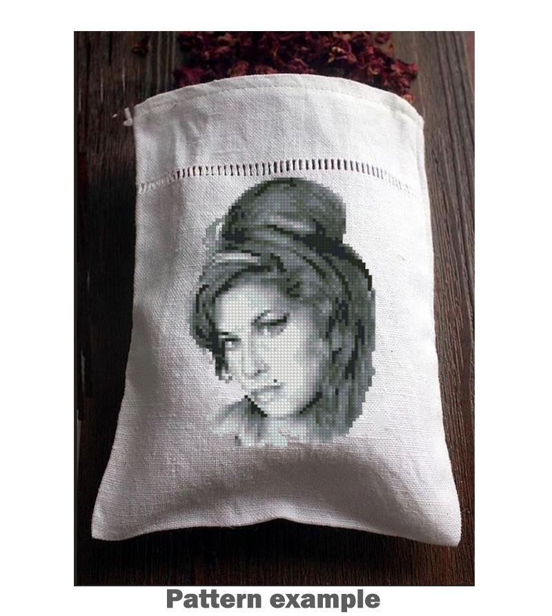 Mini Vintage Singer Portrait Cross Stitch Pattern PDF, Retro Music Icon Inspired Embroidery Design, Classic Female Artist Wall Art, download - NuttyHappyHobby
