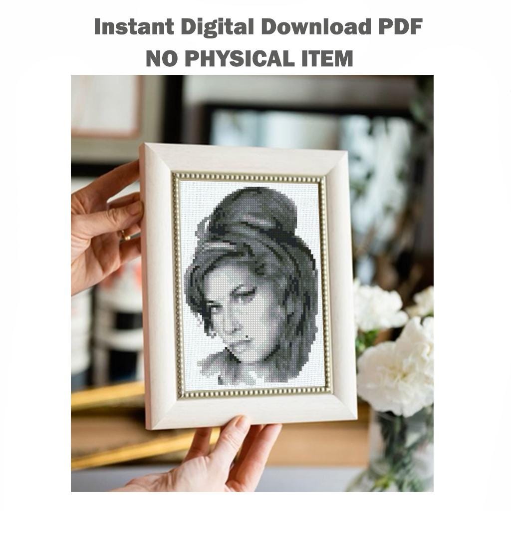 Mini Vintage Singer Portrait Cross Stitch Pattern PDF, Retro Music Icon Inspired Embroidery Design, Classic Female Artist Wall Art, download - NuttyHappyHobby