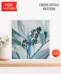 Minimalist Botanical Cross Stitch Pattern PDF, Modern Leaf & Wildflower Silhouette, Monochrome Floral Embroidery Chart, Hoop Wall Art pdf - NuttyHappyHobby