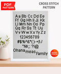 Modern ABC Alphabet Cross Stitch Pattern PDF, Clean Uppercase and Lowercase Font with Numbers and Symbols, Custom Name Embroidery Chart - NuttyHappyHobby