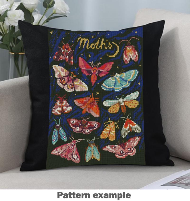 Moth Cross Stitch Pattern PDF Butterfly Embroidery Insect Wall Art Dark Aesthetic Nature Decor Instant Download Gift Idea - NuttyHappyHobby
