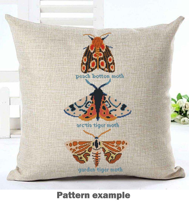 Moth Cross Stitch Pattern PDF Insect Embroidery Vintage Scientific Illustration Nature Wall Art Modern Decor Instant Download - NuttyHappyHobby