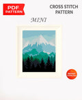 Mountain Landscape Cross Stitch Pattern PDF, Forest Mountains Minimalist Embroidery Design, Nature Modern Cross Stitch Digital Download pdf - NuttyHappyHobby