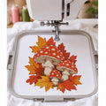 Mushroom Machine Embroidery Design, Red Toadstool Fall Leaves, Autumn Fly Agaric PES DST JEF Embroidery File, Instant Download - NuttyHappyHobby